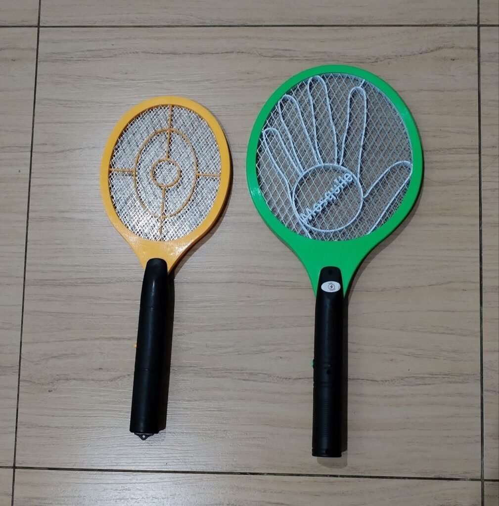 Two mosquito bats used to compare head size. The head of the one on the right is much larger